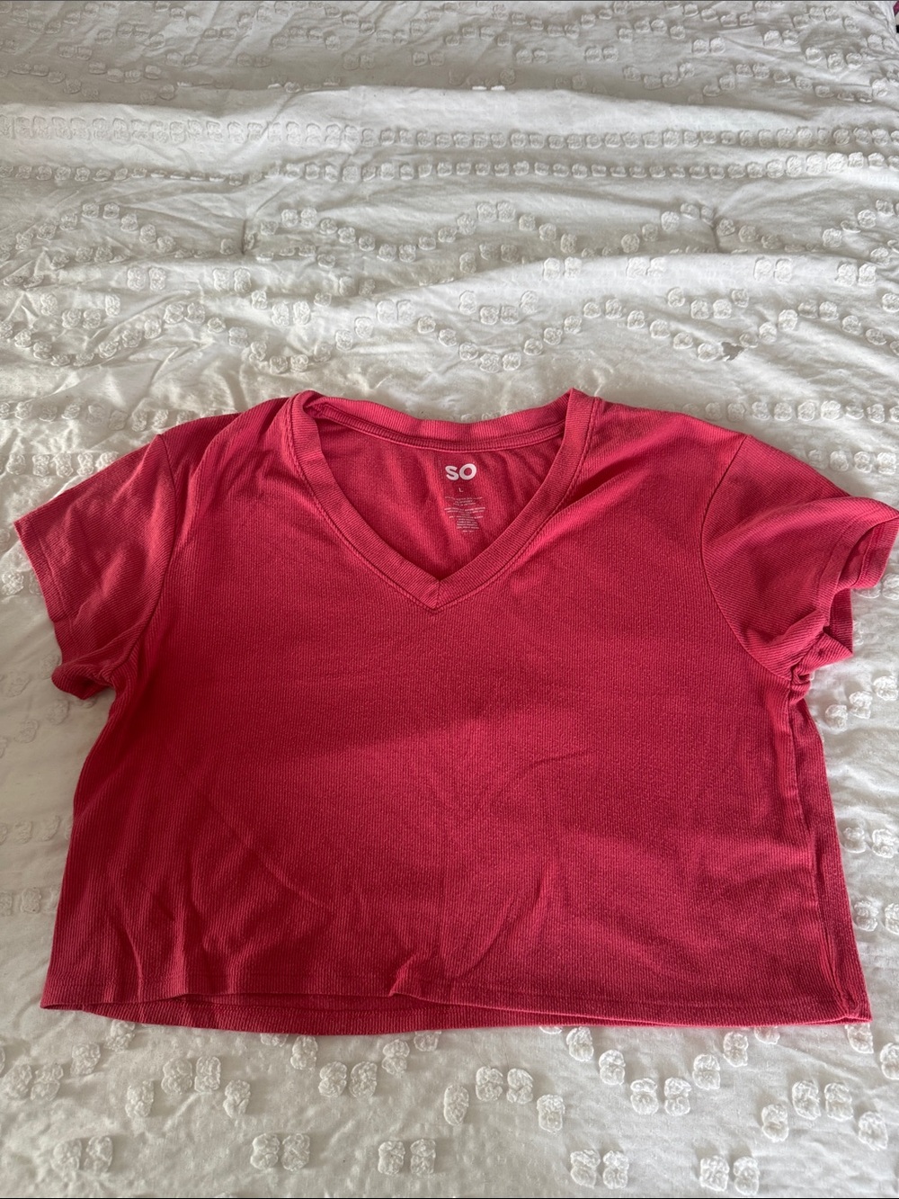 SO Pink V-Neck Cropped Tee